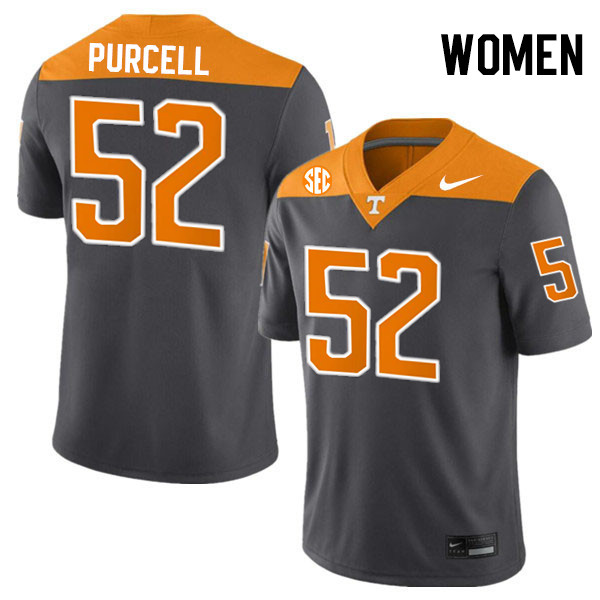 Women #52 Eli Purcell Tennessee Volunteers College Football Jerseys Stitched-Anthracite